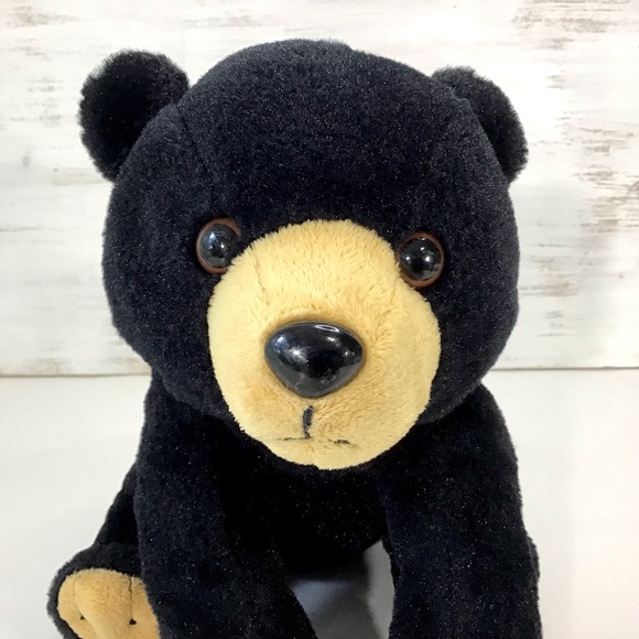 Anico Black Bear Plush 12” Stuffed Animal Toy Realistic Cuddly Soft Shimmery Fur - Picture 2 of 9